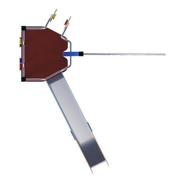 Современный детский игровой комплекс на белом фоне. Вид сверху. Крупный план. Обтравочный контур включен. 3D-рендеринг.