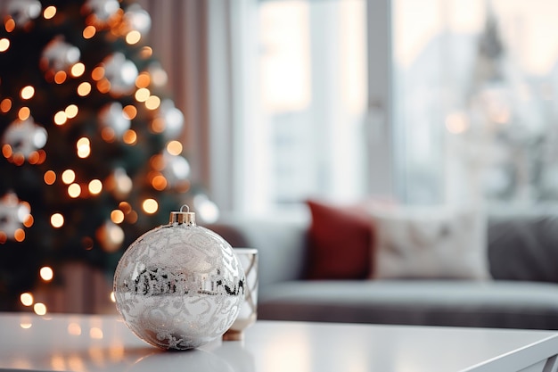 Современный рождественский интерьер, украшенный элегантными украшениями, наполняющими пространство праздничным шармом