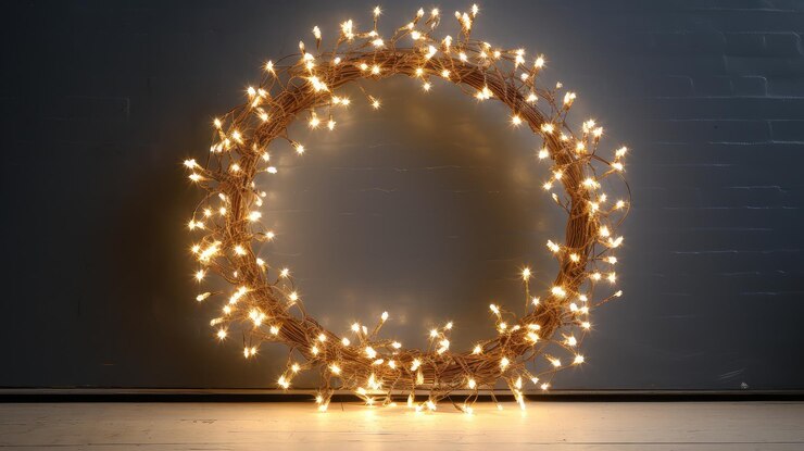 Photo modern christmas lights wreath