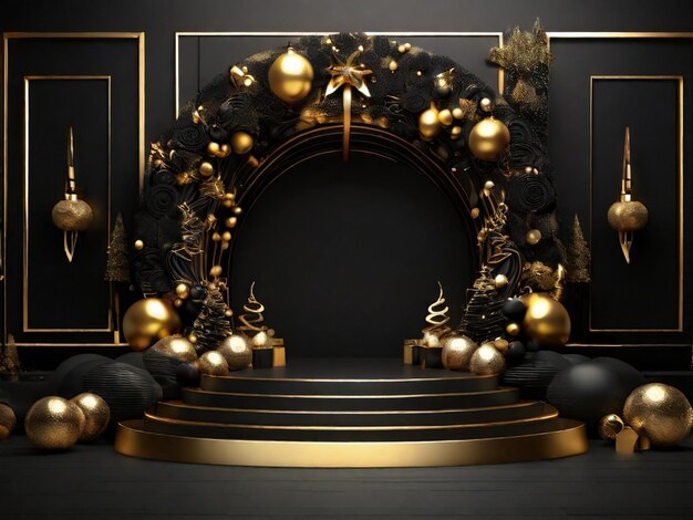 Modern Christmas stage black gold