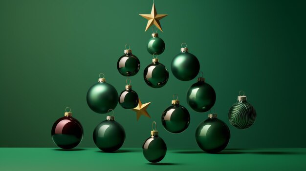 Photo modern christmas tree in green style christmas in contemporary minimalistic design style