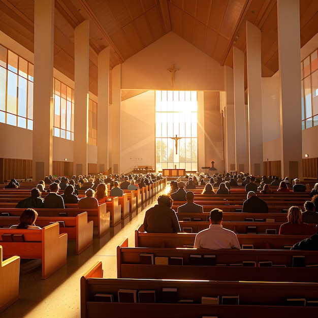 modern church with people praying