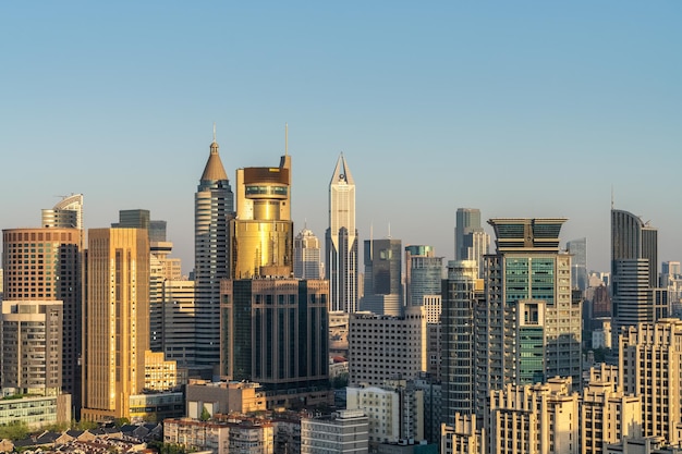 Modern city background of shanghai in morning China