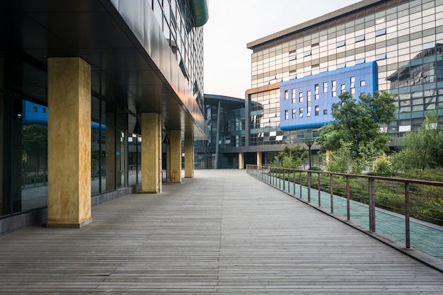 Modern city business building and empty ground