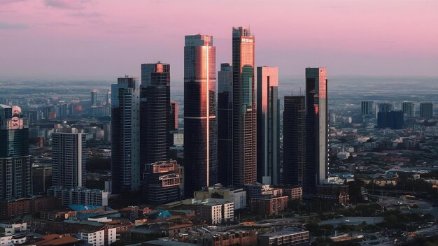 Modern city high rise buildings