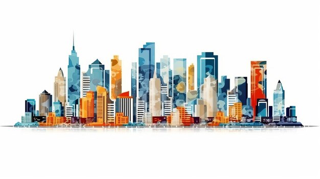 Modern City illustration isolated at white with Success in business