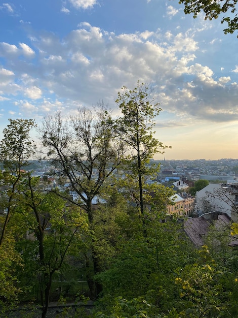 The modern city of Lviv in western Ukraine with ancient European architecture