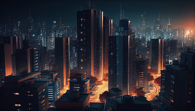 Modern city At night