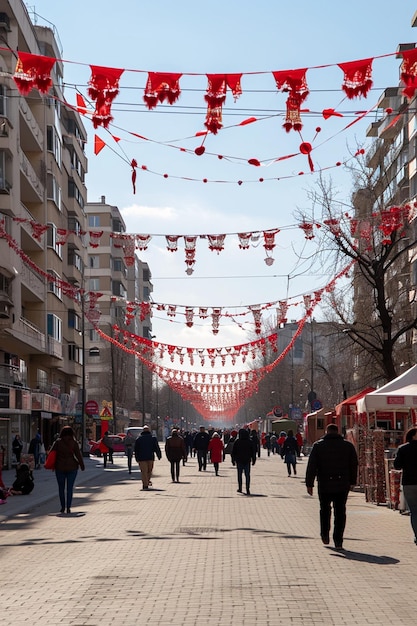 Photo a modern city in romania celebrating martisor