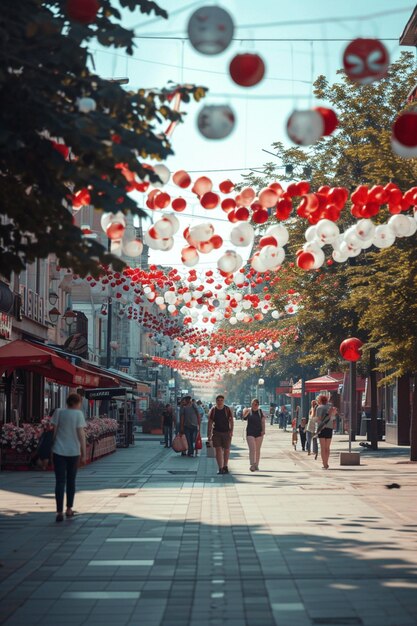 a modern city in Romania celebrating Martisor