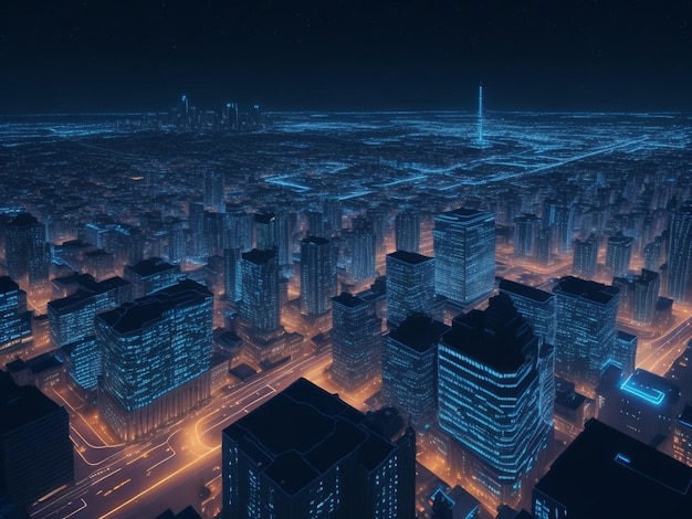 Современный город с концепцией подключения к беспроводной сети
