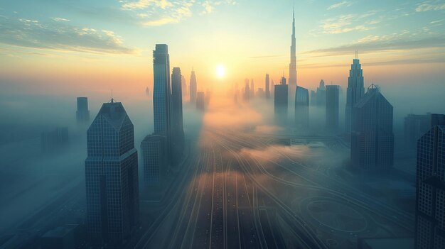 Foto la città moderna bellissima autostrada grattacielo futuristico generativa ai arte