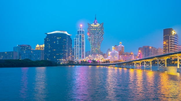 modern cityscape on a nightfall sky