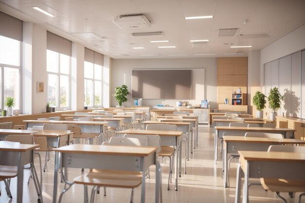 Modern classroom interior in light tones