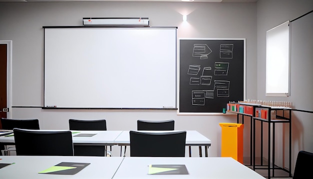 Modern classroom with whiteboard professional photo