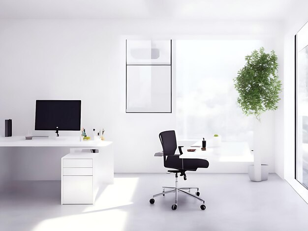 Modern and clean office room with the sleek glass