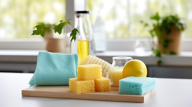 Modern Cleaning Products with Natural Sponges