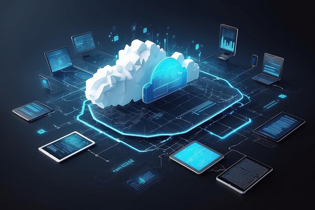 modern cloud computer technology Integrated digital web concept background Data exchange