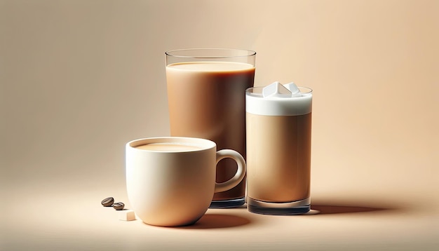 Photo modern coffee duo elegance in hot and cold brews