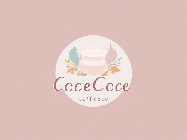 写真 明るいパステルカラーのモダンなコーヒーのロゴ