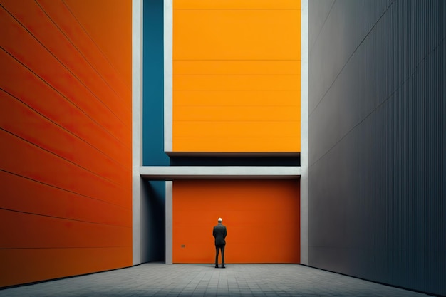 Modern and colorful architecture designs with simple lines and straight walls AI generated