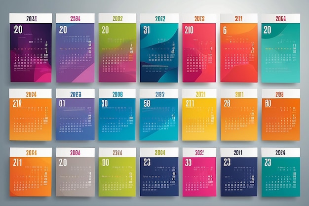 Foto moderno e colorato calendario da parete per affari 2024 modello di progettazione print ready