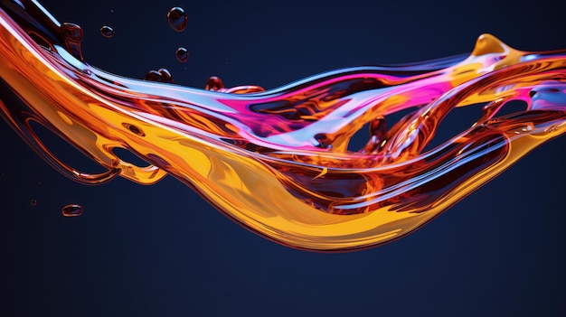 モダンなカラフルなフローポスター ウェーブ カラーの液体形 アートデザイン 虹の波 カラフルな塗料