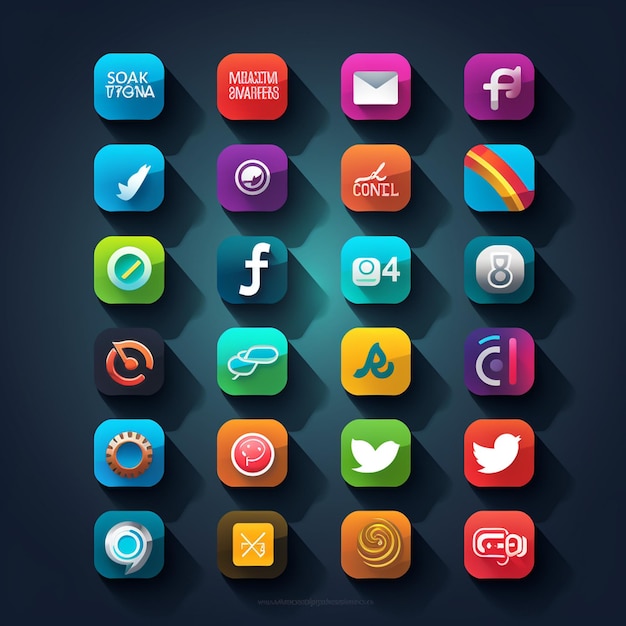 Modern colorful social media icons set design