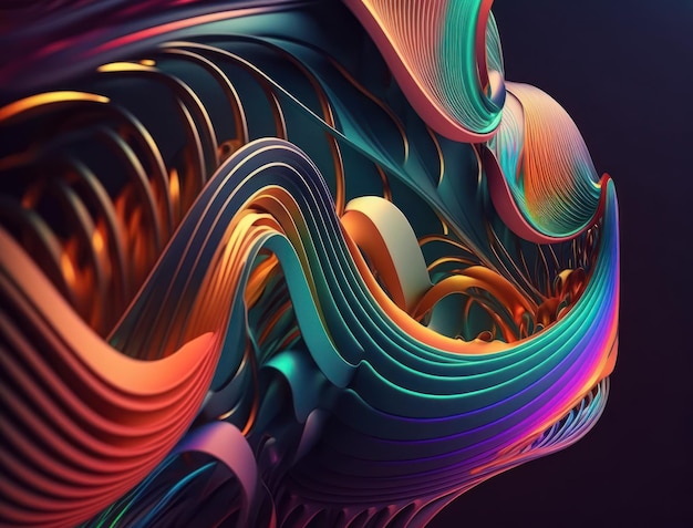 Modern colorful wave stripes pattern background created with Generative AI technology