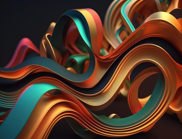 Modern colorful wave stripes pattern background created with Generative AI technology