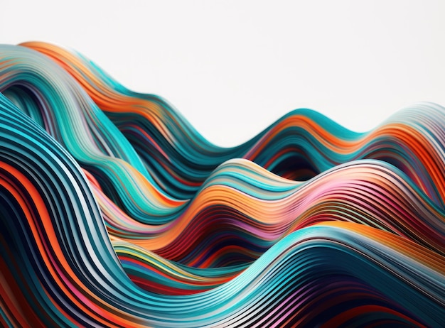 Modern colorful wave stripes pattern on white background