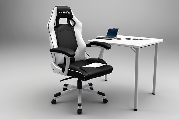 Photo modern comfortable black and white gaming chair for the designer