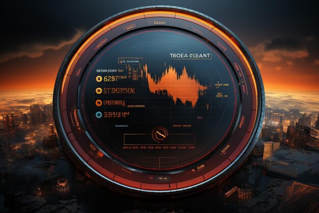 Foto moderno display per computer con grafico finanziario astratto e concetto di trading 3d rendering