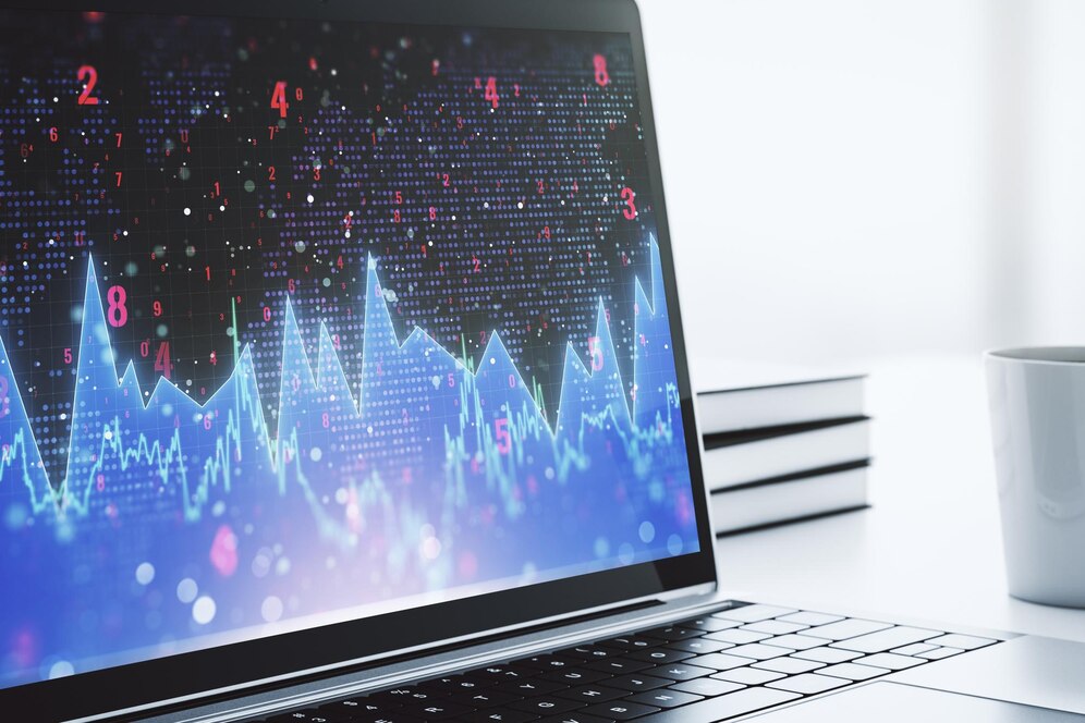 Premium Photo | Modern computer display with abstract graphic data ...