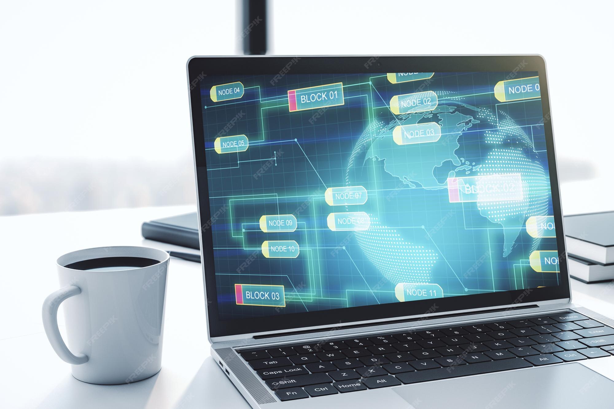 Premium Photo | Modern computer display with abstract programming ...