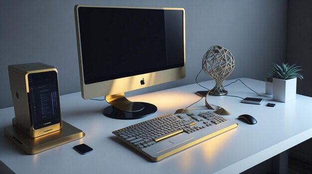 Photo modern computer on elegant table