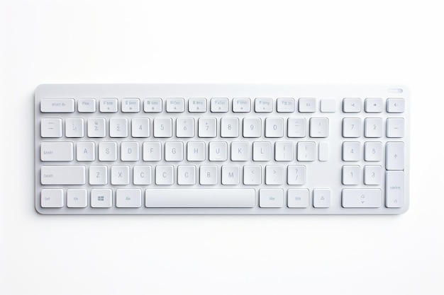 Modern Computer Keyboard Isolated on White Background Generative AI