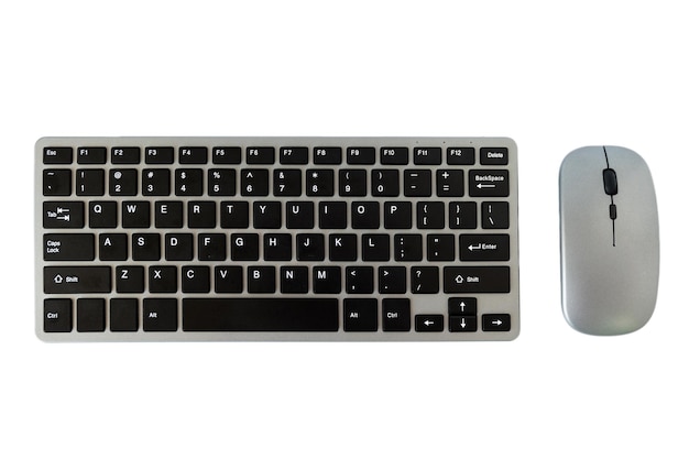 Modern computer keyboard and mouse isolated on white background. File contains with clipping path so easy to work.