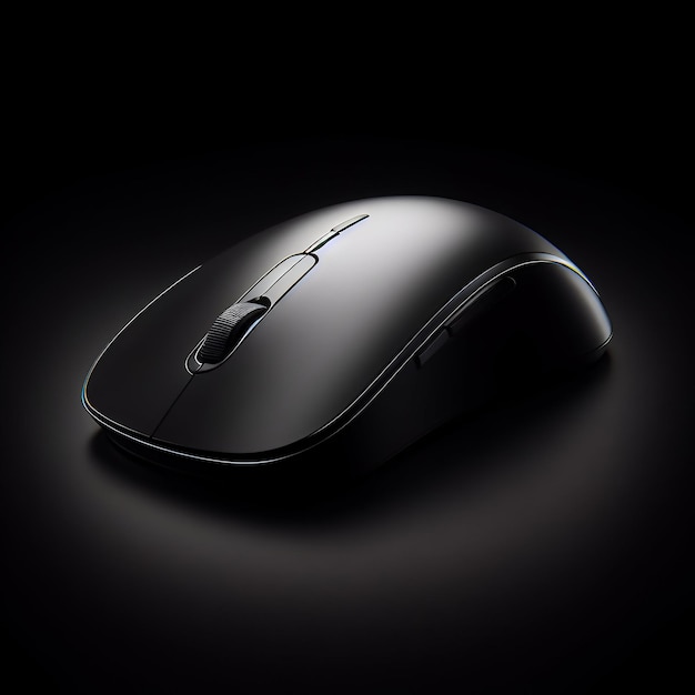 Фото Современная компьютерная мышь на черном фоне, созданная искусственным интеллектом