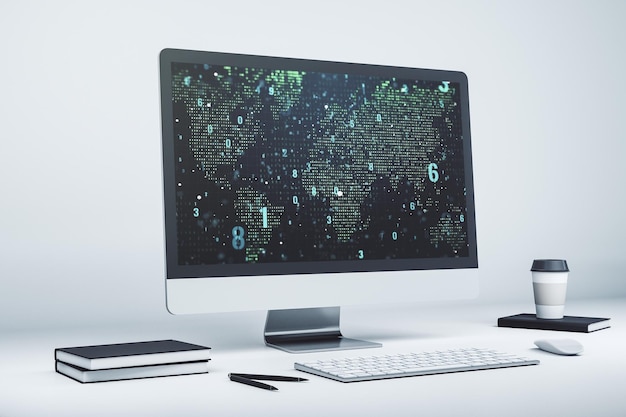 Premium Photo | Modern computer screen with abstract creative coding ...