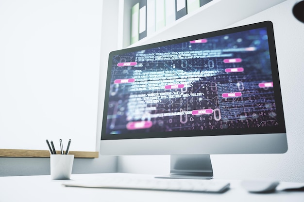 Premium Photo | Modern computer screen with abstract graphic coding ...