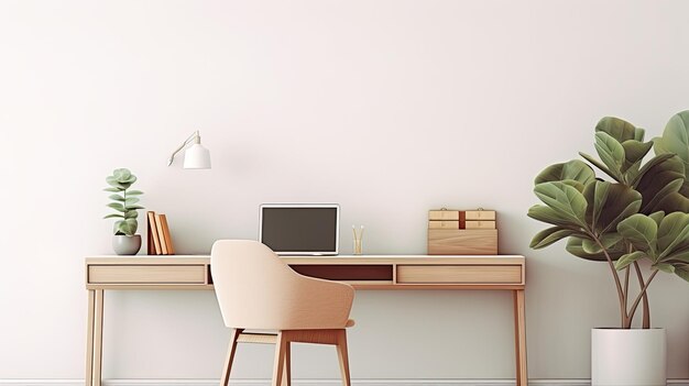 Modern computer on table in office interior Stylish workplace