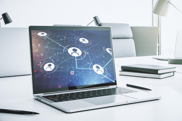 Modern computerscherm met sociaal netwerkmedia concept 3D Rendering