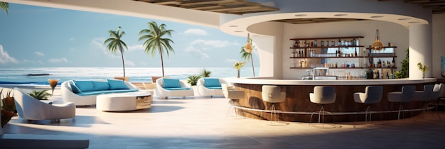 Modern concept design of beach cocktail lounge bar