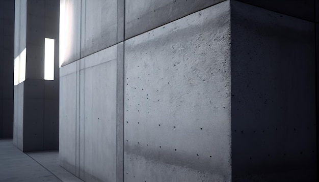 Modern concrete corridor with futuristic architecture and window generative AI