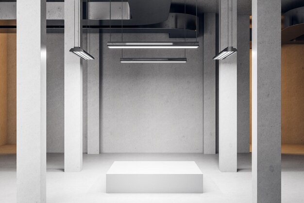 Foto interno moderno in cemento con podio