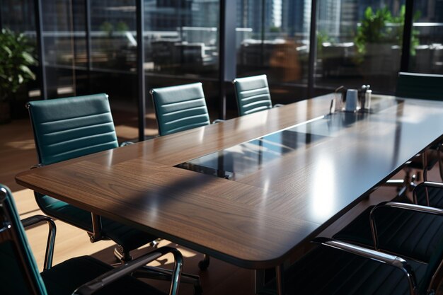 Photo modern conference room in office ideal for business negotiations