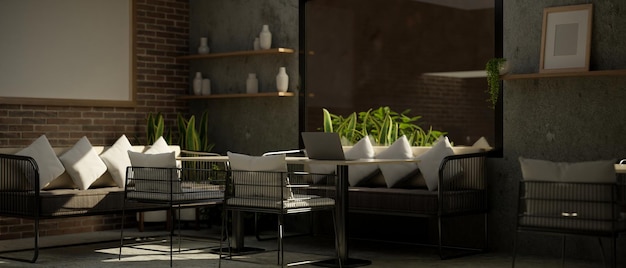 Modern contemporary coffee shop or restaurant seating area interior design