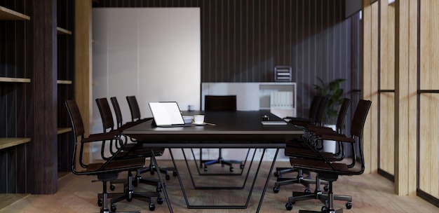 현대적인 회의 테이블이 있는 현대적인 현대적인 회사 회의실 인테리어 디자인