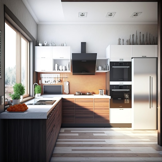 modern contemporary minimalist aesthetic kitchen generative ai